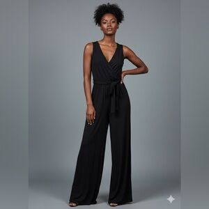 Forever Rose Black Wrap Jumpsuit